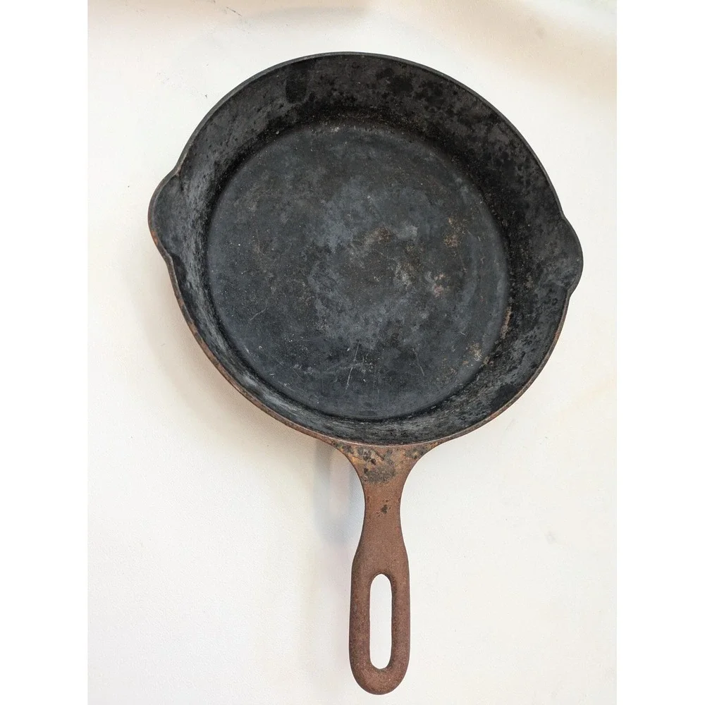 Griswold Iron Mountain 7 1032A Cast Iron Skillet Ban 2 Spout Unrestored